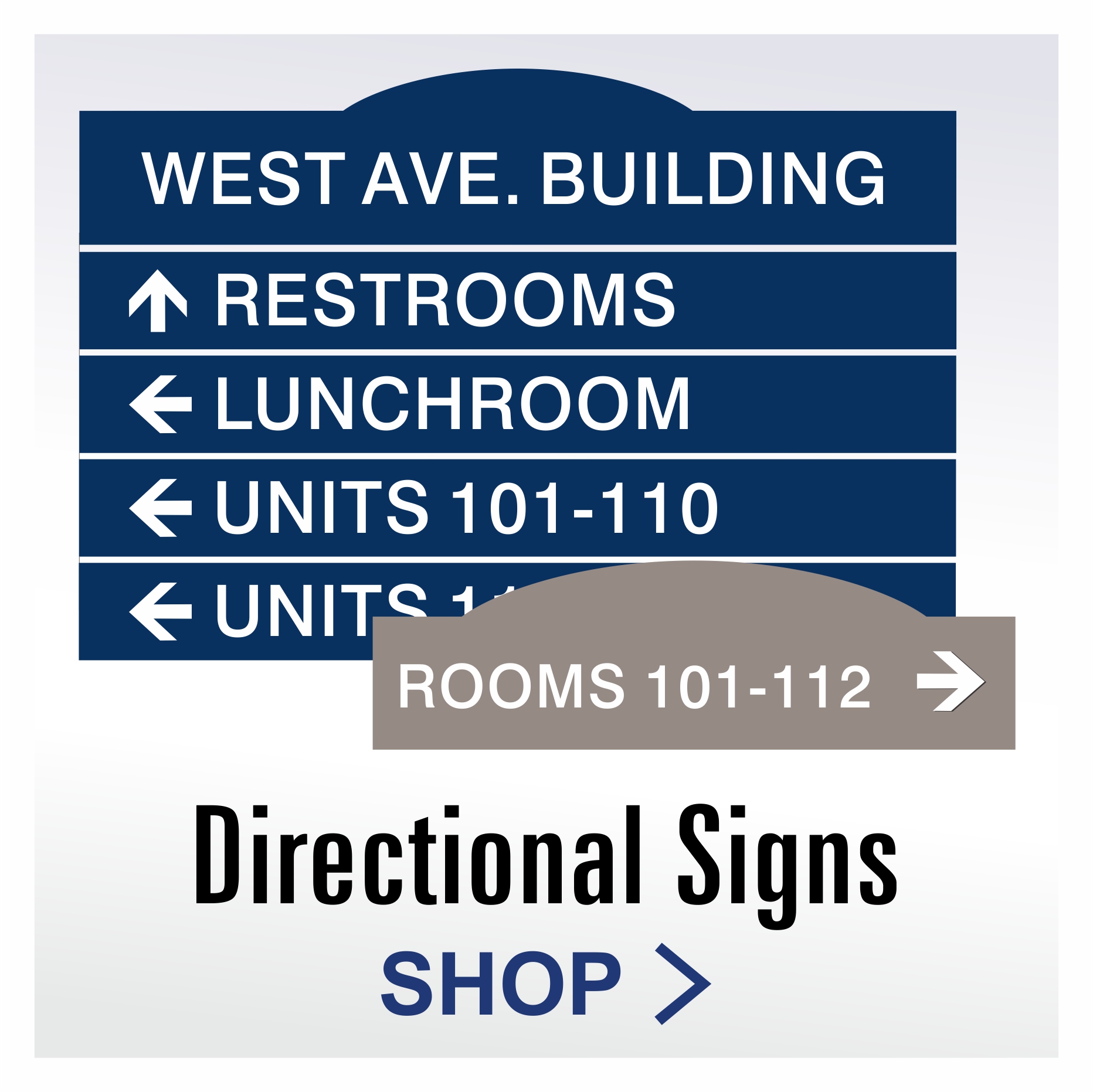 Crown ADA directional signs with traditional architectural styling